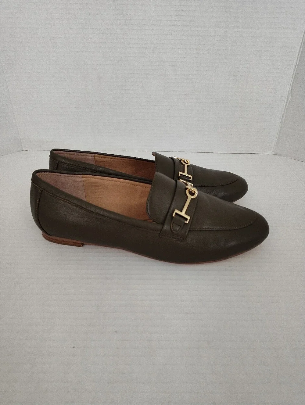 Talbots Ryan Bit Soft Nappa Leather Loafers Size 9.5 Olive Green Slip on Shoes